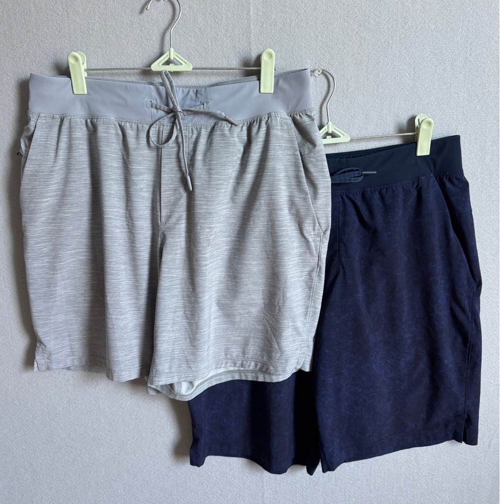 Lululemon T.H.E. Short Linerless 7" Short Men L Grey Navy Activewear Bundle of 2